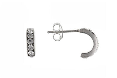 Silver Crystal Hoop Earrings Wedding Band Creole