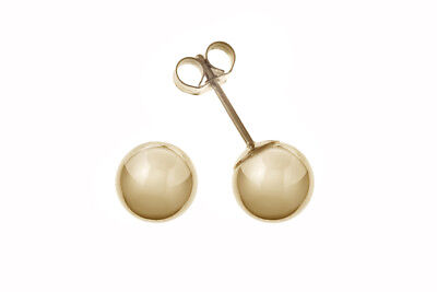 Yellow Gold Ball Stud Earrings 6mm British Made Hallmarked