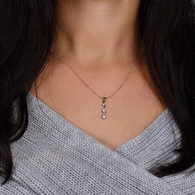 Three Stone Diamond Pendant 9ct Yellow Gold 18" / 45cm Chain Natural Diamonds