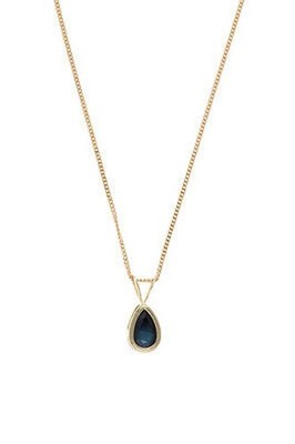 Natural Sapphire Pendant and Matching Earrings Teardrop Set Solid Yellow Gold
