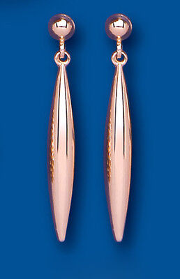 9ct Rose Gold Bomber Drop Earrings Red Gold Hallmarked Drops Dangly