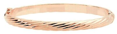 Rose Gold Twisted Bangle Hinged Ladies British Made Hallmarked Womens Bracelet