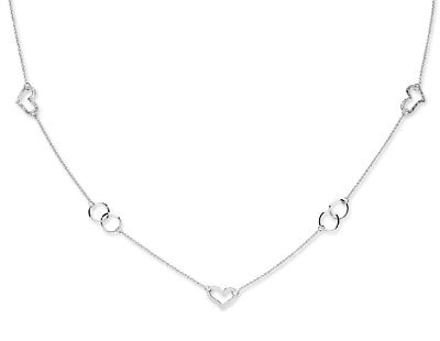 Heart Necklace Long Sterling Silver Fancy Heart Necklace 34 inch