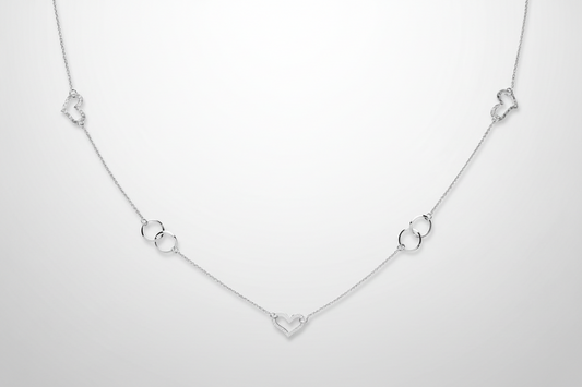 Heart Necklace Long Sterling Silver Fancy Heart Necklace 34 inch