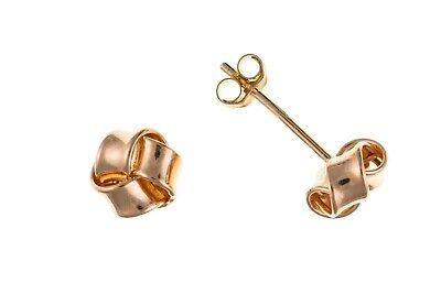 Rose Gold Knot Stud Earrings 6mm 9 Carat 375 Hallmark British Made