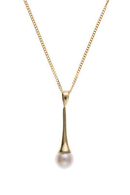 Pearl Set Yellow Gold Pendant and Earrings Drops Hallmarked British Made