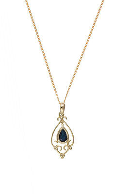Sapphire Earrings and Pendant Set Solid Yellow Gold Hallmarked Victorian style
