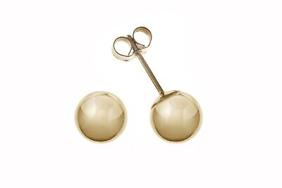 Yellow Gold Ball Stud Earrings 6mm British Made Hallmarked