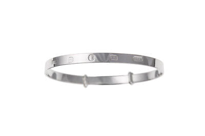 Solid Silver Child's Bangle Feature Hallmark Design 3 - 7 Years