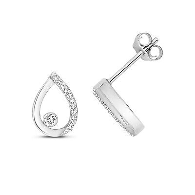 Diamond Pear Stud Earrings 9ct White Gold 0.09ctw Studs
