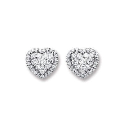 Real Diamond Heart Earrings 18ct White Gold 0.45ctw Premium Mined Diamonds