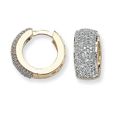 Diamond Hoop Huggie Earrings Yellow Gold 0.7ctw Diamonds
