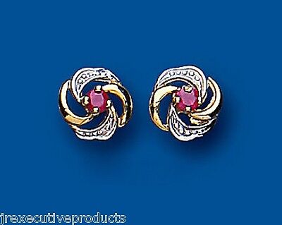 9ct Gold Ruby Solitaire Earrings Yellow Gold Studs July Birthstone Hallmark