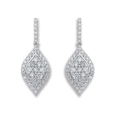 18ct White Gold Diamond Cluster Drop Earrings White Gold Marquise Bridal