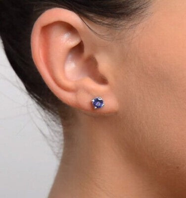 Natural Tanzanite Jewellery Set – 5mm Pendant & Stud Earrings Solid White Gold