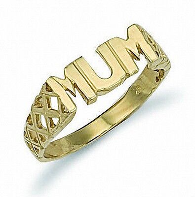 9ct Yellow Gold MUM Ring Basket Sides Fully Hallmarked