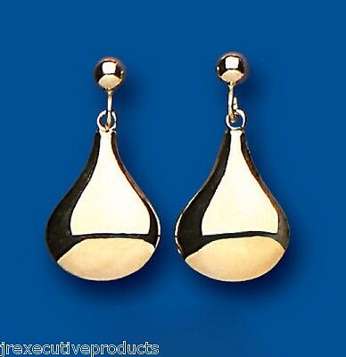 Plain Pear Shaped Drop Earrings 9ct Yellow Gold Hallmarked Drops Dangly