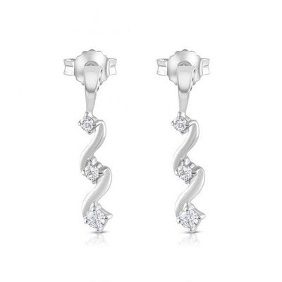 9K White Gold Diamond Twist Drop Dangle Earrings Round Cut Stud Earrings