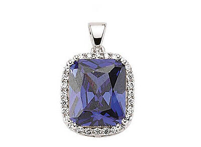 Sapphire Pendant Sapphire Cushion Necklace Sterling Silver Platinum Plated