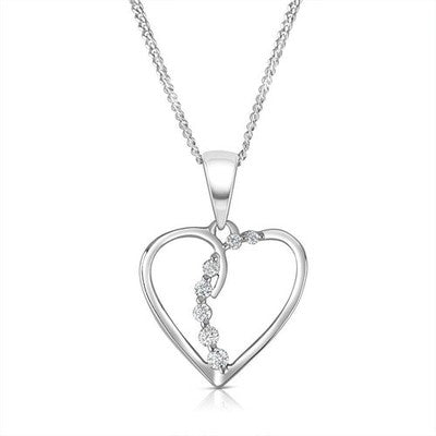 Natural Diamond Heart Pendant Necklace 18" / 45cm Chain Premium Diamonds
