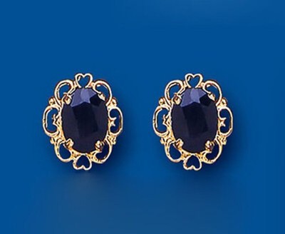 Yellow Gold Sapphire Pendant Necklace & Matching Earrings Jewellery Set