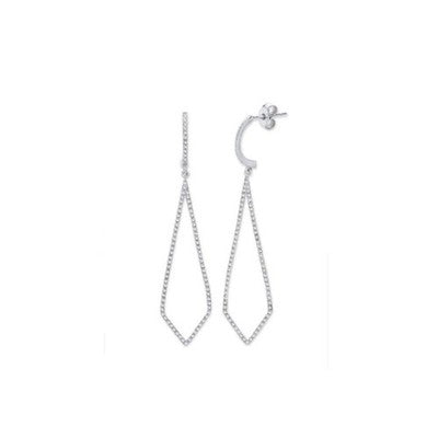 9ct White Gold Diamond Geometric Drop Dangle Earrings 54mm Wedding Bridal