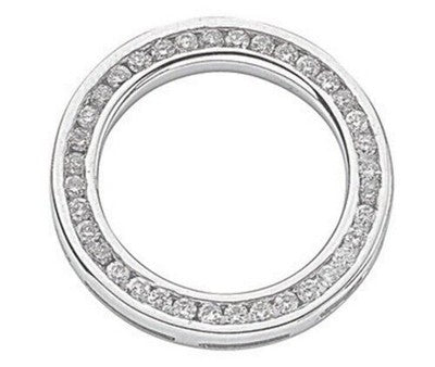 Natural Diamond Circle Pendant 18ct White Gold 18" / 45cm Chain 20mm Diameter
