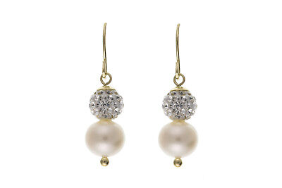 9ct Yellow Gold Pearl Earrings Freshwater Cultured Hallmark Wedding Bridal