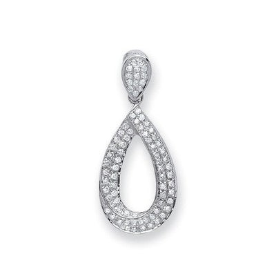 Real Diamond Teardrop Pendant 9ct White Gold 18" / 45cm 0.20ctw Genuine Diamonds