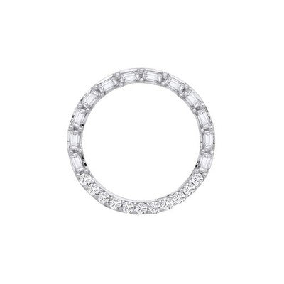 Baguette Diamond Circle Pendant 18ct White Gold 18" Chain 0.35ctw Real Diamonds