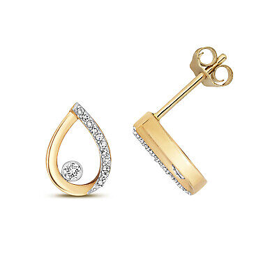 Diamond Pear Stud Earrings 9ct Yellow Gold 0.09ctw Studs