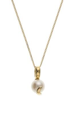 Classic Freshwater Pearl Pendant Yellow Gold 18" Chain Hallmarked British Made