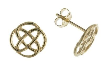 Yellow Gold Celtic Stud Earrings Solid 9 Carat 10mm Studs British Made