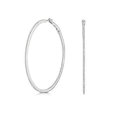 Diamond Hoop Earrings White Gold 0.87ctw Diamonds 53mm