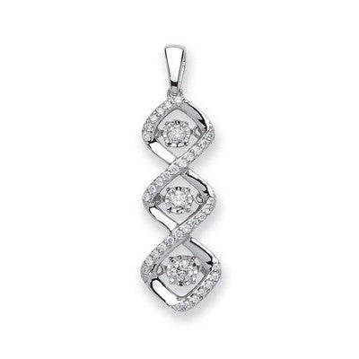 Moveable Dancing Diamond Pendant 9ct White Gold 18" Chain 0.25ctw Real Diamonds