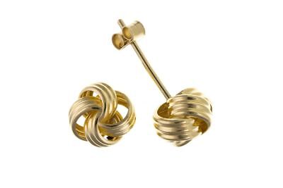 Yellow Gold Knot Stud Earrings 5mm Studs Solid 9 Carat Gold British Made
