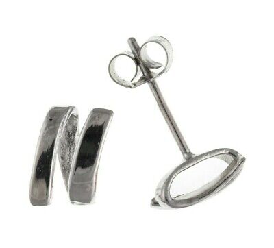 White Gold Wave Stud Earring Solid 9 Carat Studs British Made