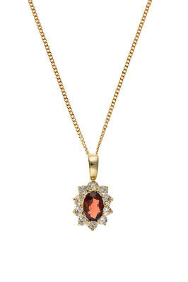 Gold Garnet Pendant and Earrings Set Cluster Solid Yellow Gold Hallmarked