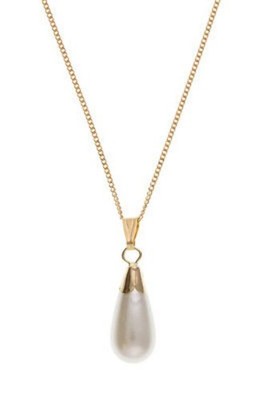 Elegant Teardrop Pearl Jewelry Set – Solid Yellow Gold Necklace & Earrings