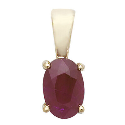 Ruby Pendant and Earrings Set Oval Solitaire 9ct Yellow Gold Hallmarked