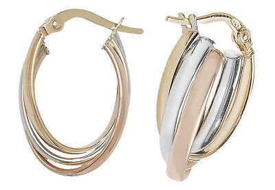 Gold Hoop Creole Earrings Hallmark Rose Yellow & White Gold Hoop Earrings 21mm