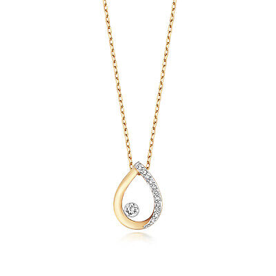 Floating Diamond Teardrop Necklace Hallmarked 15-16.5" Chain British Made