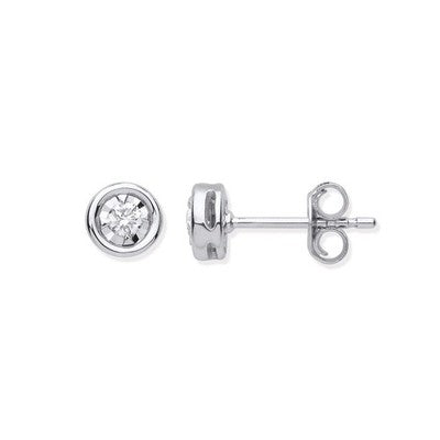 Real Diamond Solitaire Earrings 9ct White Gold 6mm Diameter 0.16ctw Diamonds