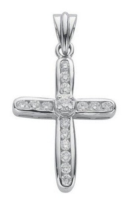 18ct White Gold Diamond Cross Pendant 18" / 45cm Chain