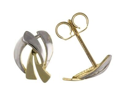 Two Colour Gold Stud Earrings Solid 9ct Yellow and White Gold Studs British Made