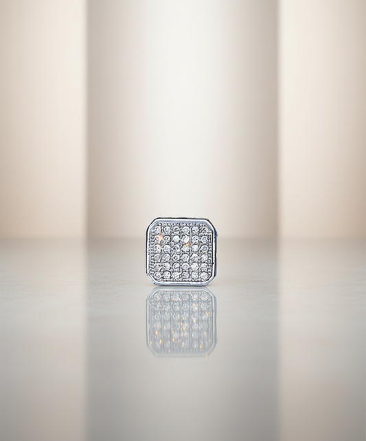 Mens Silver Bling Earring Pave Gemstone Stud 925 hallmark