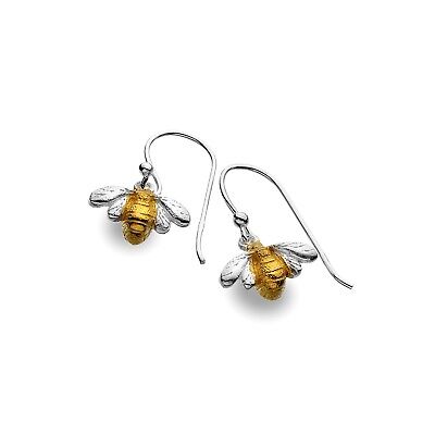 Golden Bumblebee Drop Earrings Sterling Silver 925 Hallmarked Drops