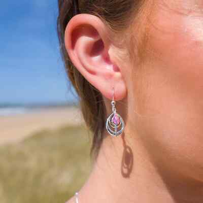 Mackintosh Tulip Drop Earrings Pink Mother of Pearl Drops 925 Sterling Silver