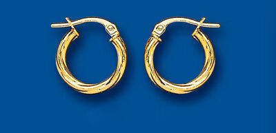 Hoop Earrings Yellow Gold Rope Twist Creole 14mm Hallmarked