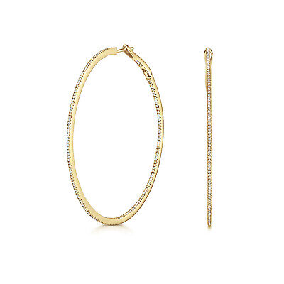 Diamond Hoop Earrings Yellow Gold 0.87ctw Diamonds 53mm
